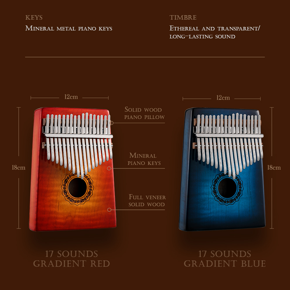 Hluru Professional 17 Key Mapl - Kalimba Thumb Piano ulasan dan harga