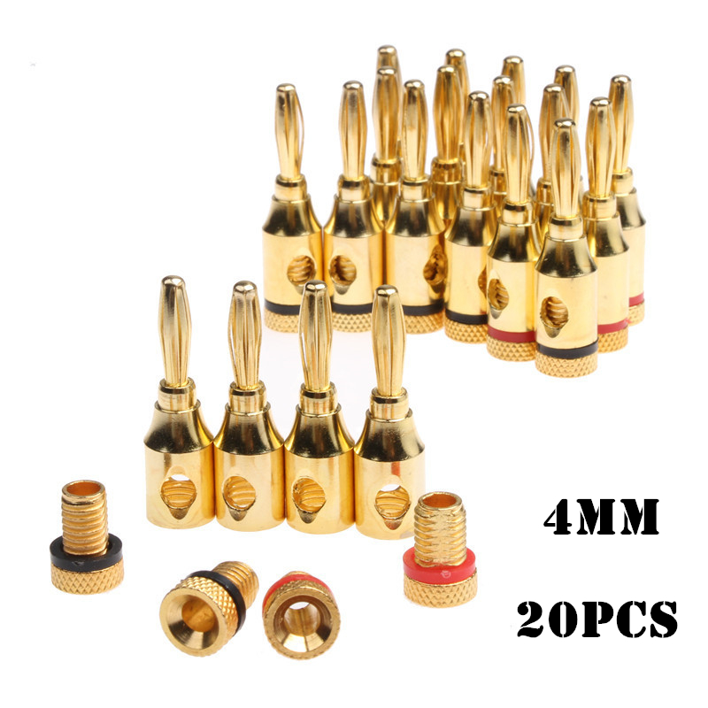 YT 20PCS Gold Plated 4mm Banan - Audio Music Yt ulasan dan harga