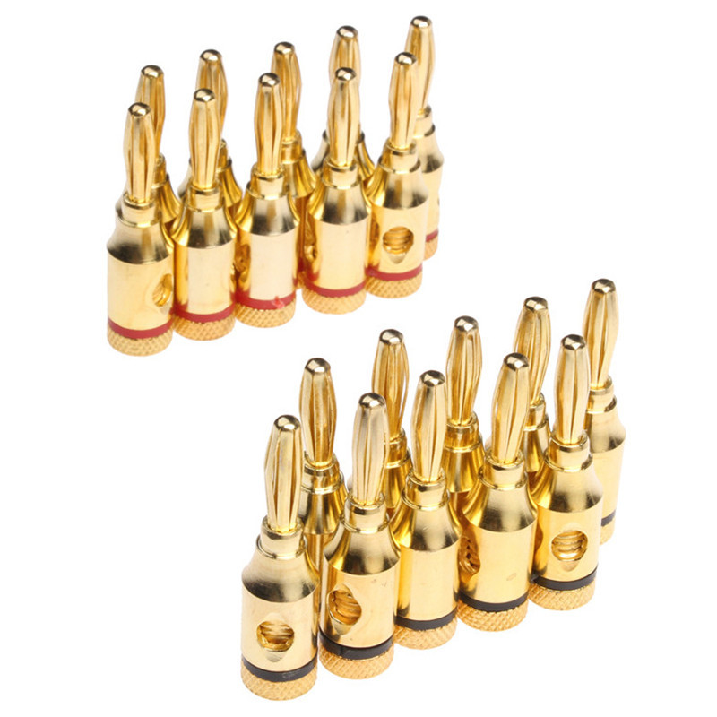 YT 20PCS Gold Plated 4mm Banan - Audio Music Yt ulasan dan harga